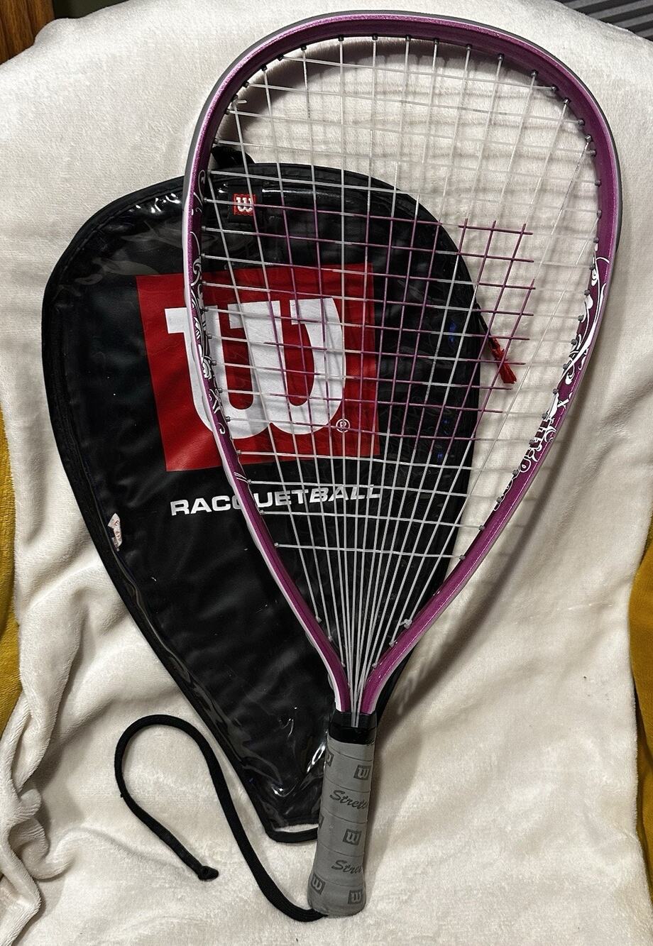 Wilson Hope Racquetball Racquet ~Breast Cancer Awareness XS~3⅞" w/ cover Purple